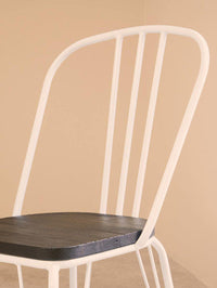 District White Metal Frame And Elm Wood Seat Chair