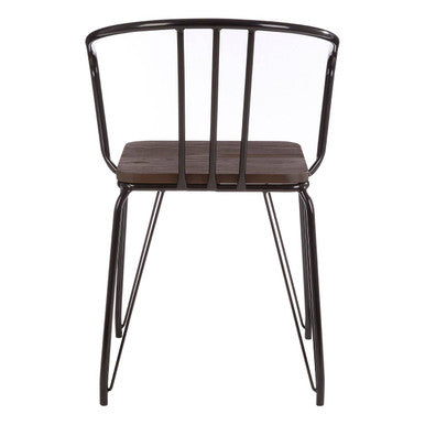 District Black Metal And Elm Wood Arm Chair