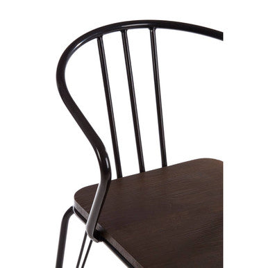 District Black Metal And Elm Wood Arm Chair