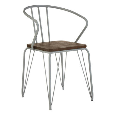 District Grey Metal And Elm Wood Arm Chair