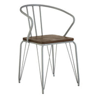 District Grey Metal And Elm Wood Arm Chair