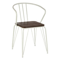 District White Metal And Elm Wood Arm Chair