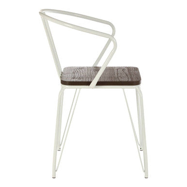 District White Metal And Elm Wood Arm Chair