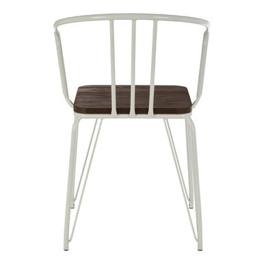 District White Metal And Elm Wood Arm Chair