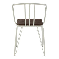 District White Metal And Elm Wood Arm Chair
