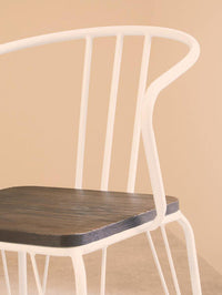 District White Metal And Elm Wood Arm Chair