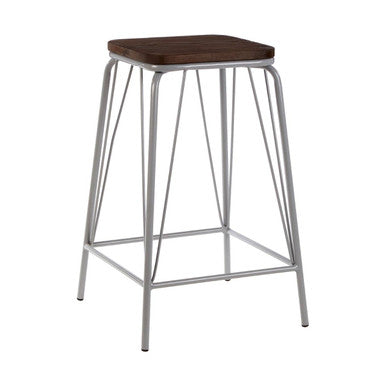 District Grey Metal And Elm Wood Stool