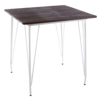 District White Metal And Elm Wood Table