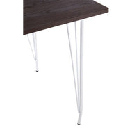 District White Metal And Elm Wood Table