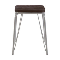 District Grey Metal And Elm Small Wood Stool