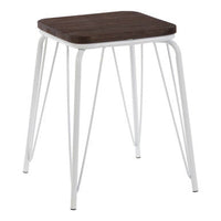 District White Metal And Elm Small Wood Stool