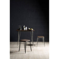 District Chrome Metal And Elm Small Wood Stool