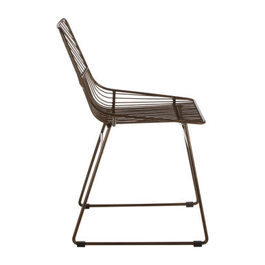 District Bronze Metal Wire Tapered Legs Chair