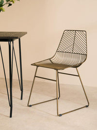 District Bronze Metal Wire Tapered Legs Chair