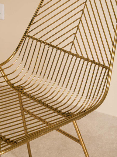 District Small Gold Finish Metal Wire Chair