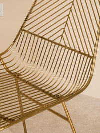 District Small Gold Finish Metal Wire Chair
