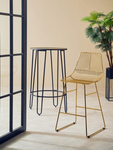 District Gold Metal Wire Tapered Bar Chair