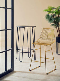 District Gold Metal Wire Tapered Bar Chair