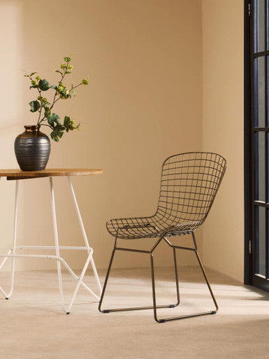 District Bronze Metal Grid Frame Wire Chair
