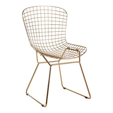 District Gold Metal Grid Frame Wire Chair