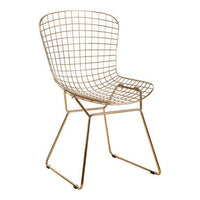 District Gold Metal Grid Frame Wire Chair