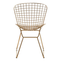 District Gold Metal Grid Frame Wire Chair
