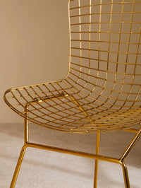 District Gold Metal Grid Frame Wire Chair
