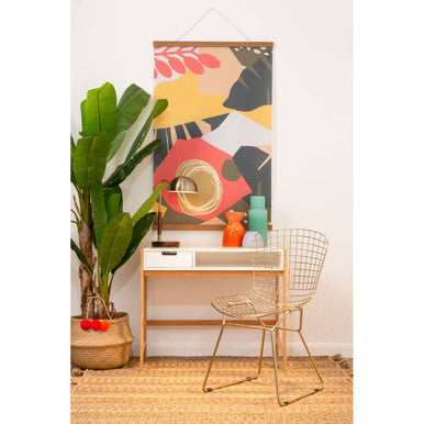 District Gold Metal Grid Frame Wire Chair