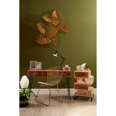 District Gold Metal Grid Frame Wire Chair