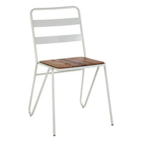 District White Metal And Elm Wood Chair