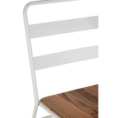 District White Metal And Elm Wood Chair