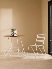 District White Metal Round Table