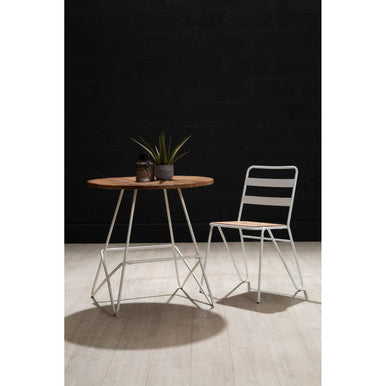 District White Metal Round Table