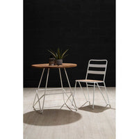 District White Metal Round Table