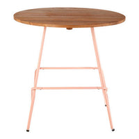 District Pink Metal And Elm Wood Round Table