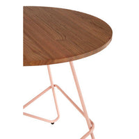 District Pink Metal And Elm Wood Round Table