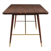 Kenso Walnut Wood And Brass Finish Base Dining Table