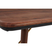 Kenso Walnut Wood And Brass Finish Base Dining Table