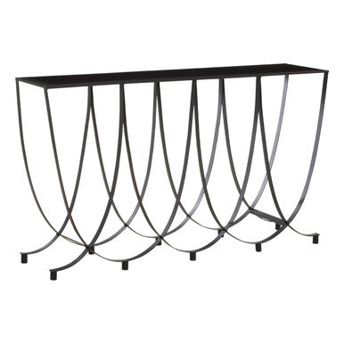 Trento Console Table With Black Glass Top