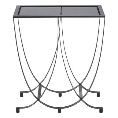 Trento Black Console Table with Grey Glass Top