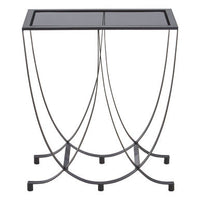 Trento Black Console Table with Grey Glass Top