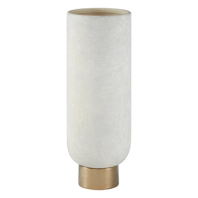 Callie White and Gold Small Pedestal Vase.