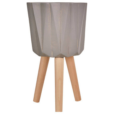 Darnell Small Grey Multifaceted Planter