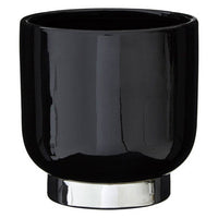 Callie Black Small Planter With Silver Finish Base.