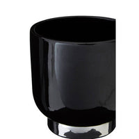 Callie Black Small Planter With Silver Finish Base.