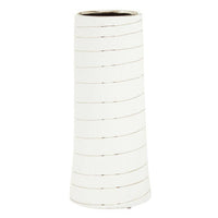 Haldis Small White Silver Stripe Ceramic Vase