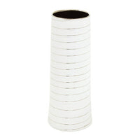 Haldis Large White Silver Stripe Ceramic Vase