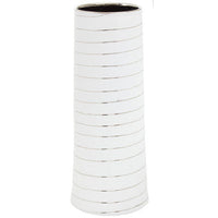 Haldis Large White Silver Stripe Ceramic Vase
