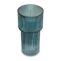 Esma Small Ribbed Blue Glass Vase