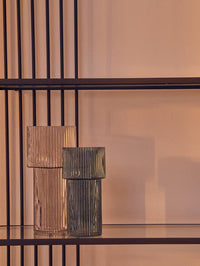 Esma Small Ribbed Blue Glass Vase